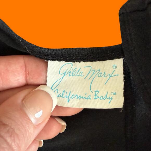 90's vintage black one piece unitard workout romper MEDIUM Gilda Marx - Picture 4 of 6